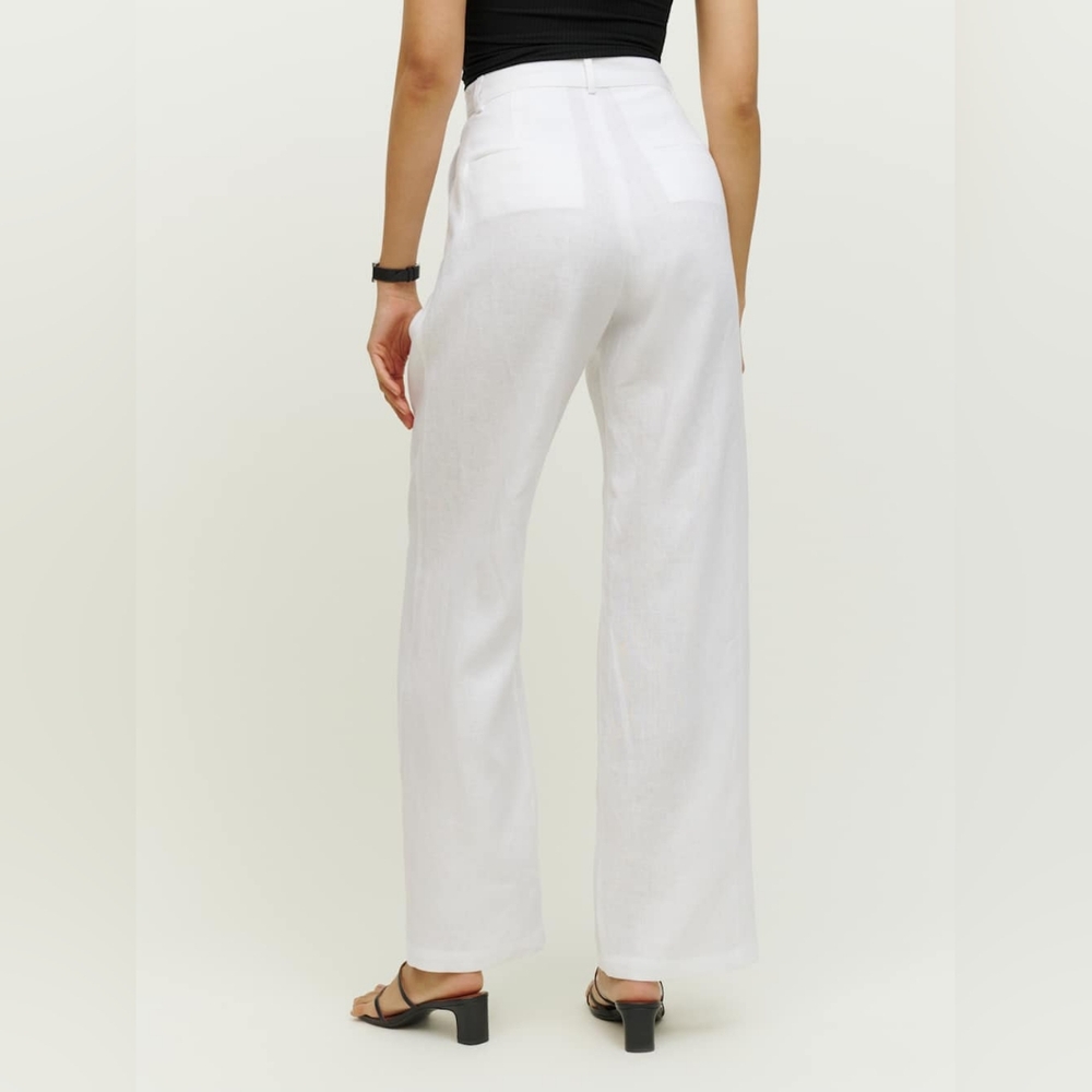 Reformation Petites Mason Linen Pant White - Size 0P